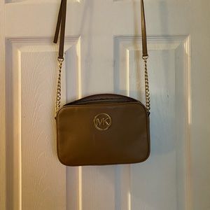 Michael Kors Tan and gold crossbody